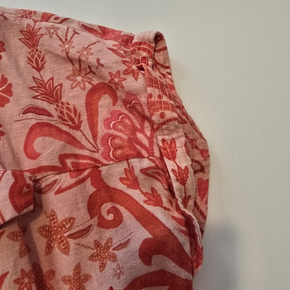 FARM Rio Jaipur Red Romper Short sleeves Collared Front button Size L - Picture 8 of 14